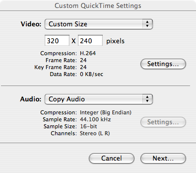 KeyNote 08 QuickTime exporting options